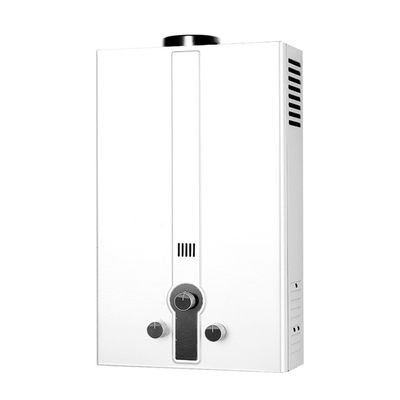 เครื่องทําน้ําอุ่นแก๊สทันที 10L ผังสีขาว 3 ปุ่ม ปรับอุณหภูมิ