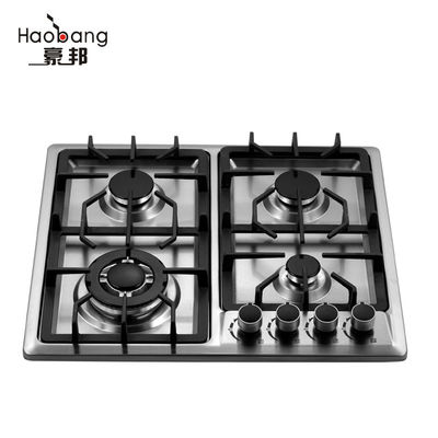 ก๊าซธรรมชาติ LPG ก๊าซเตาเหล็กไร้สแตนเลส 4 Burner ก๊าซ Hob